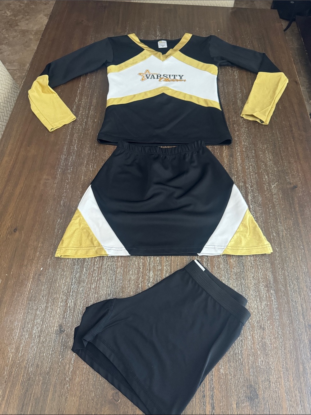 Varsity Cheer Uniform Adult S Black Gold 3- Piece
